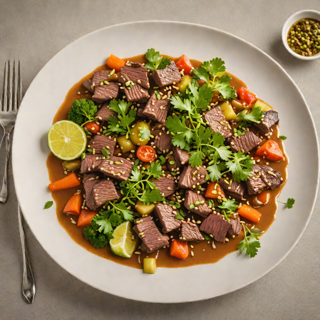 Kangaroo Stir-Fry with Finger Lime and Wattleseed Sauce