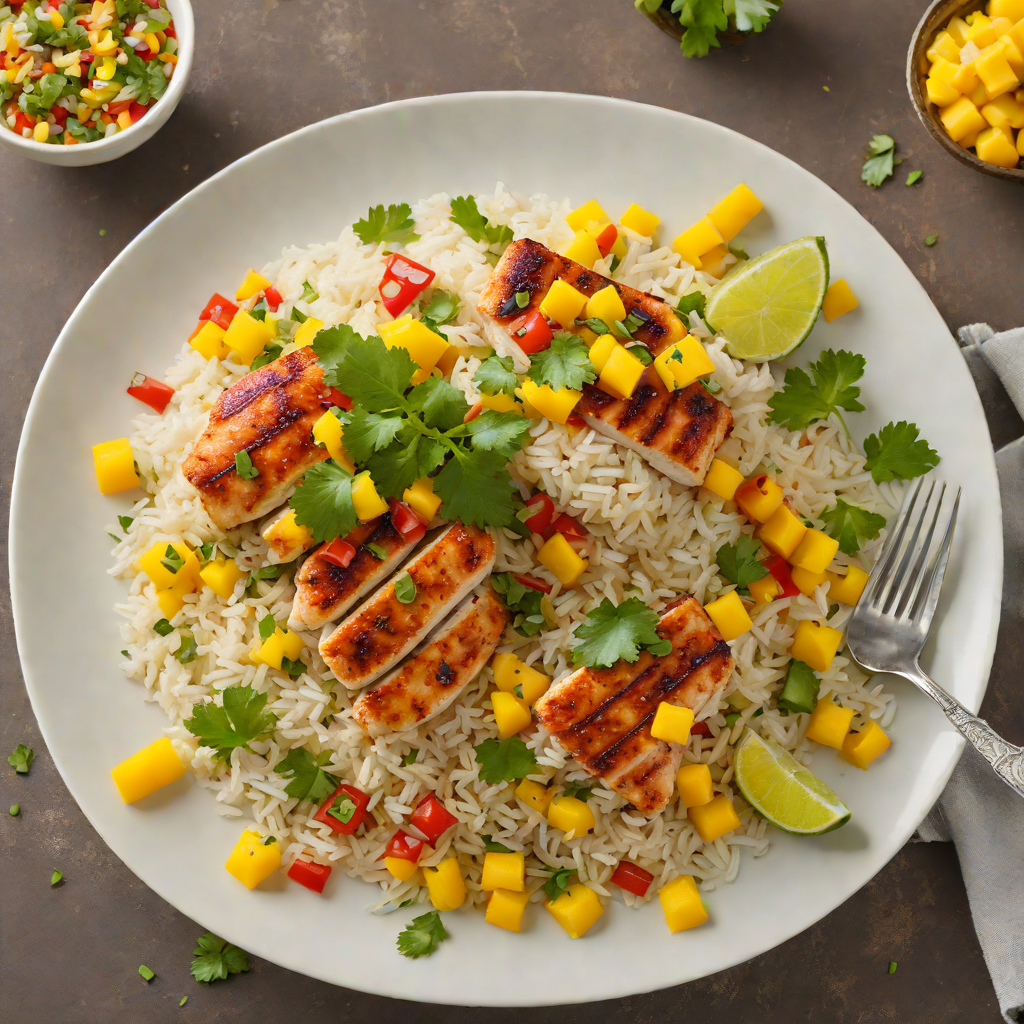 Pan-Seared Chicken with Mango Salsa and Cilantro-Lime Rice