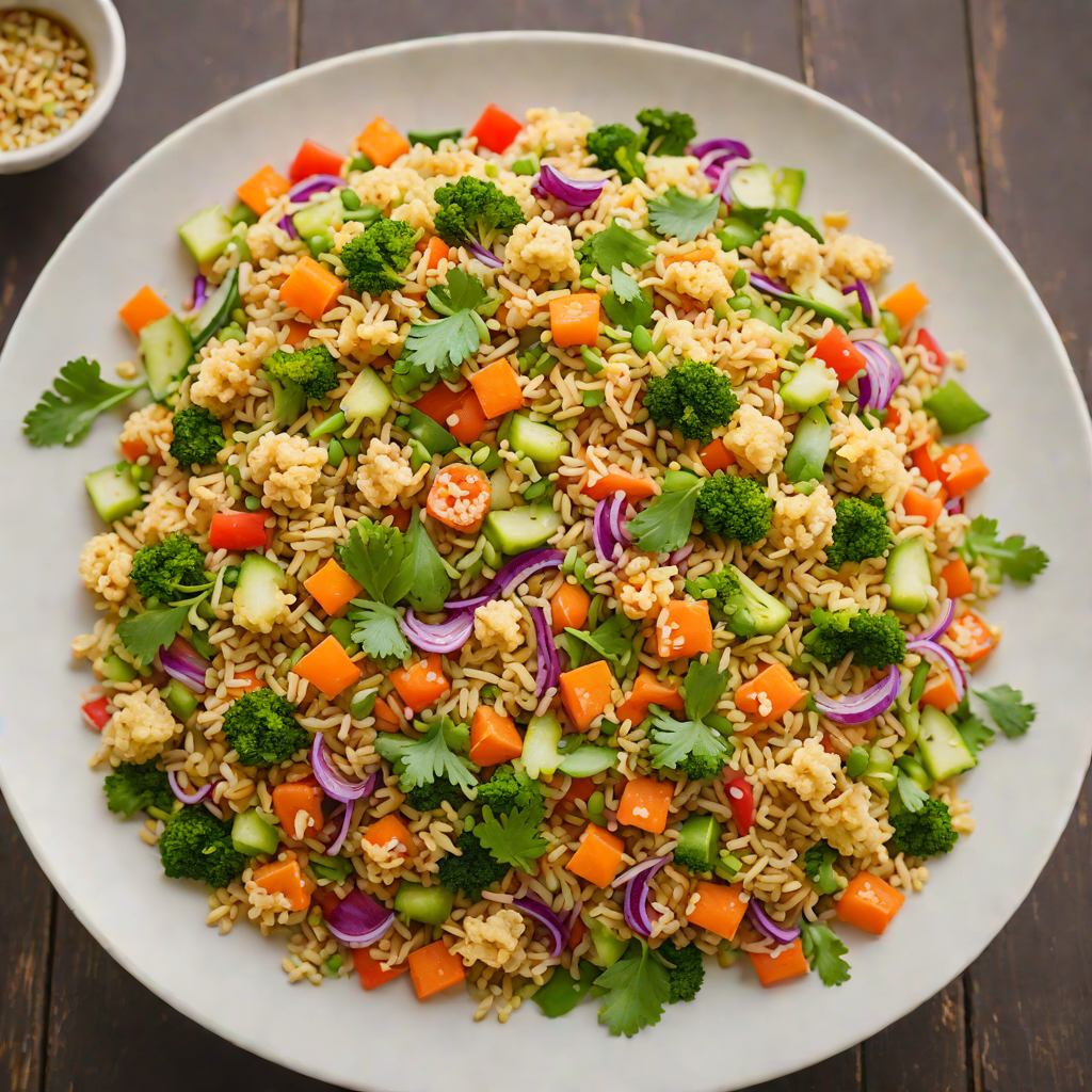 Stir-Fried Cauliflower Rice with Ginger and Mixed Vegetables