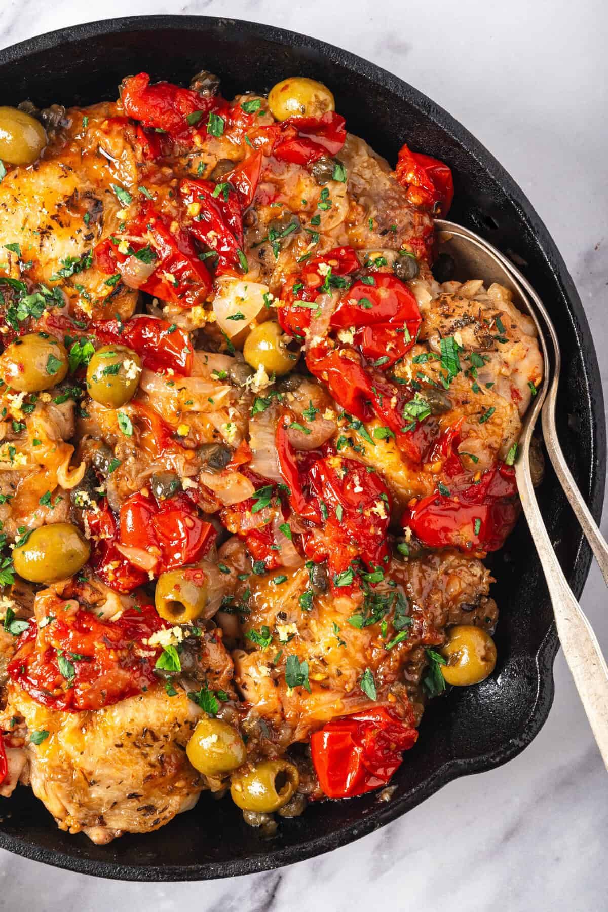 Sautéed Chicken with Mediterranean Olive and Tomato Relish