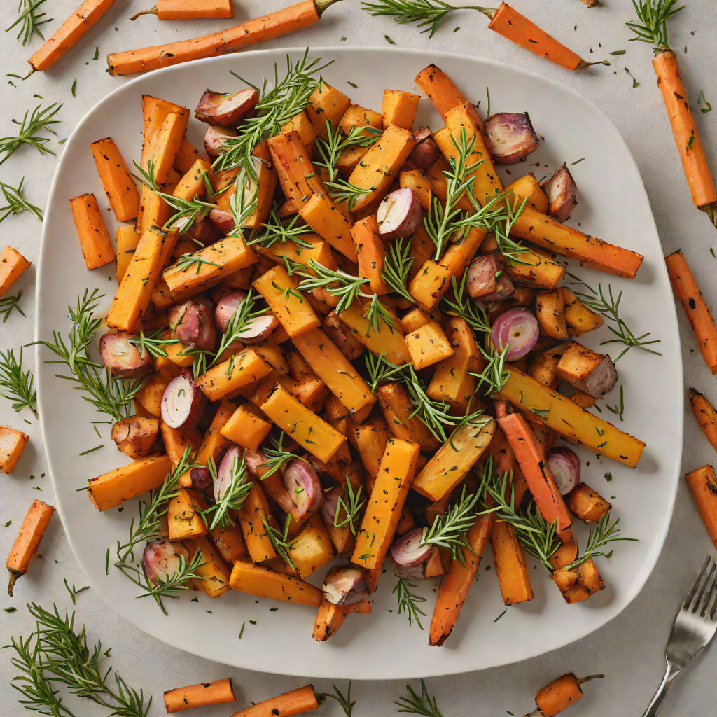 Garlic-Rosemary Roasted Sweet Potatoes and Carrots
