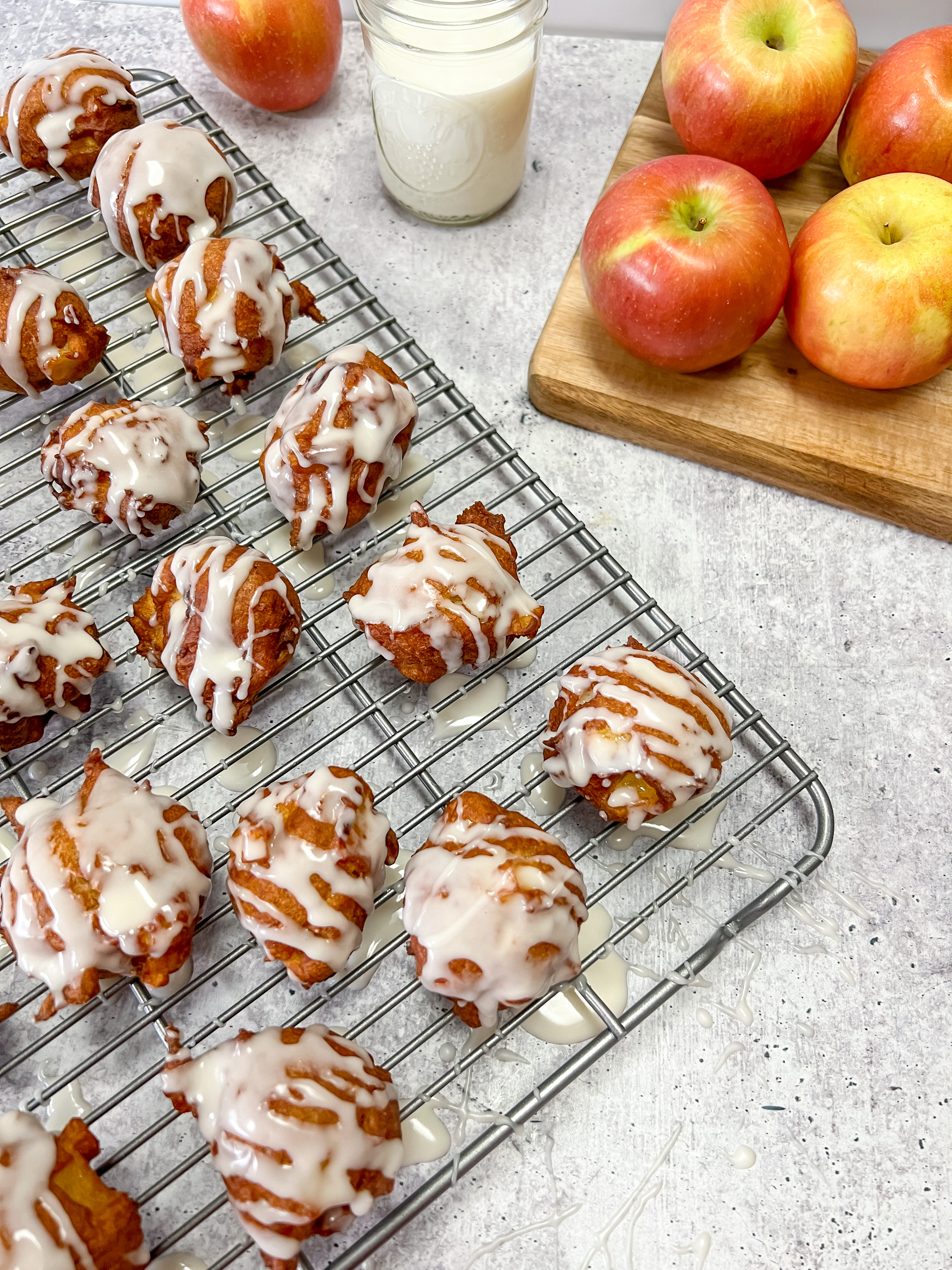 Pan-Fried Cinnamon Apple Fritters with Maple Drizzle
