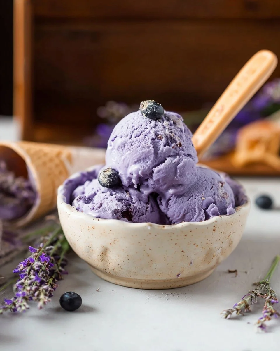 Chilled Blueberry-Lavender Snow Gelato