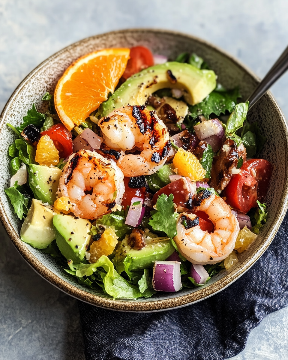 Citrus-Marinated Grilled Shrimp with Avocado and Jicama Salad