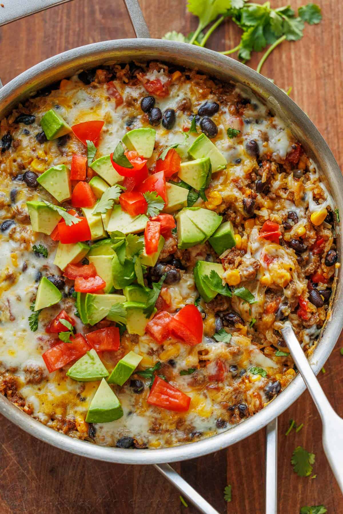 One-Pot Mexican Beef and Rice Skillet with Black Beans