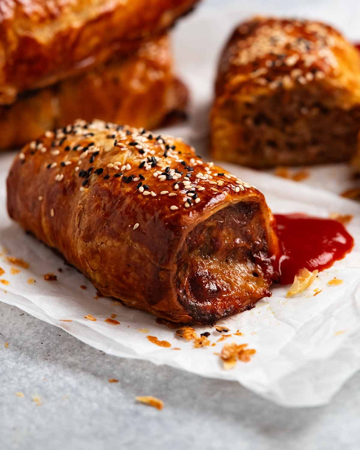 Pan-Fried Kangaroo Mince Sausage Rolls