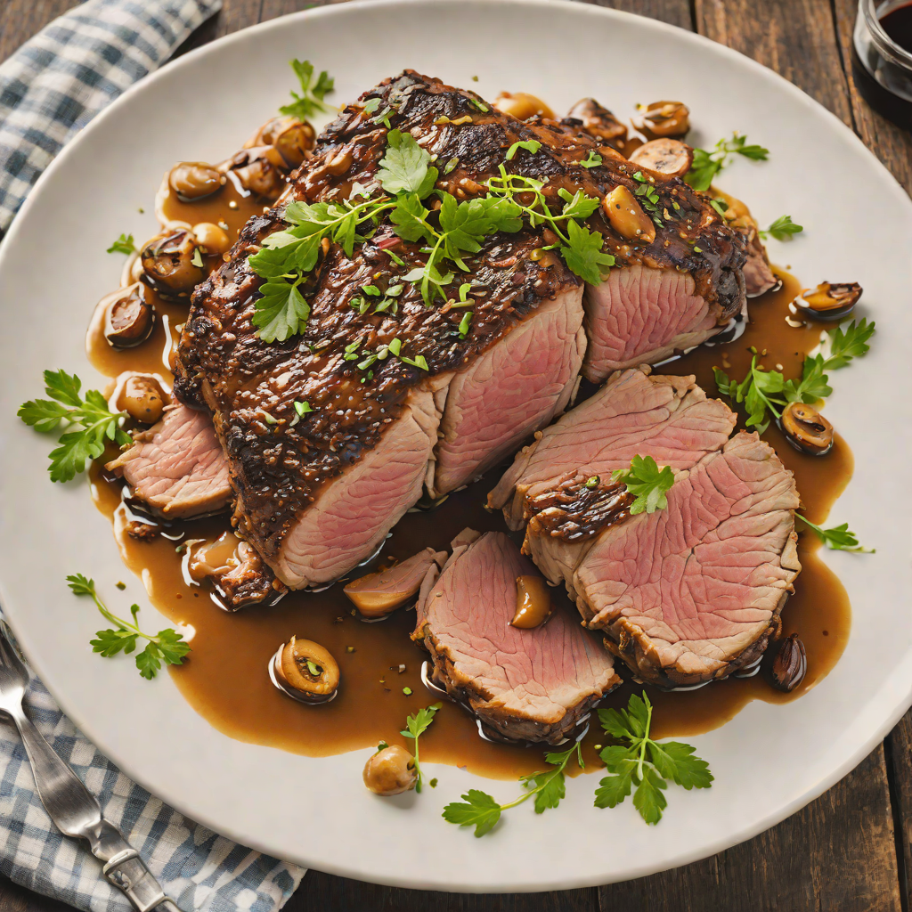 Slow-Roasted Mediterranean Lamb Shoulder with Herb Garlic Jus