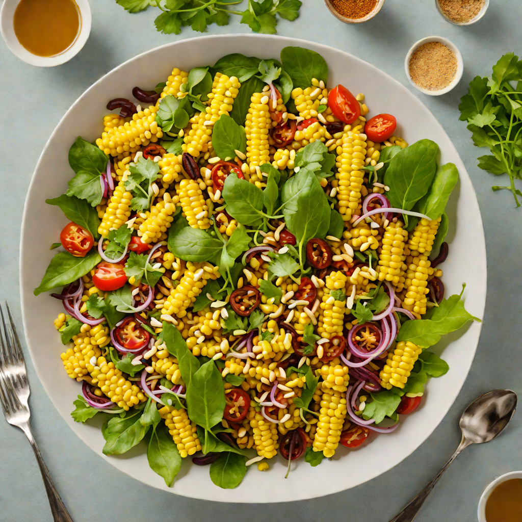 Grilled Maize and Peanut Salad with Tamarind Dressing