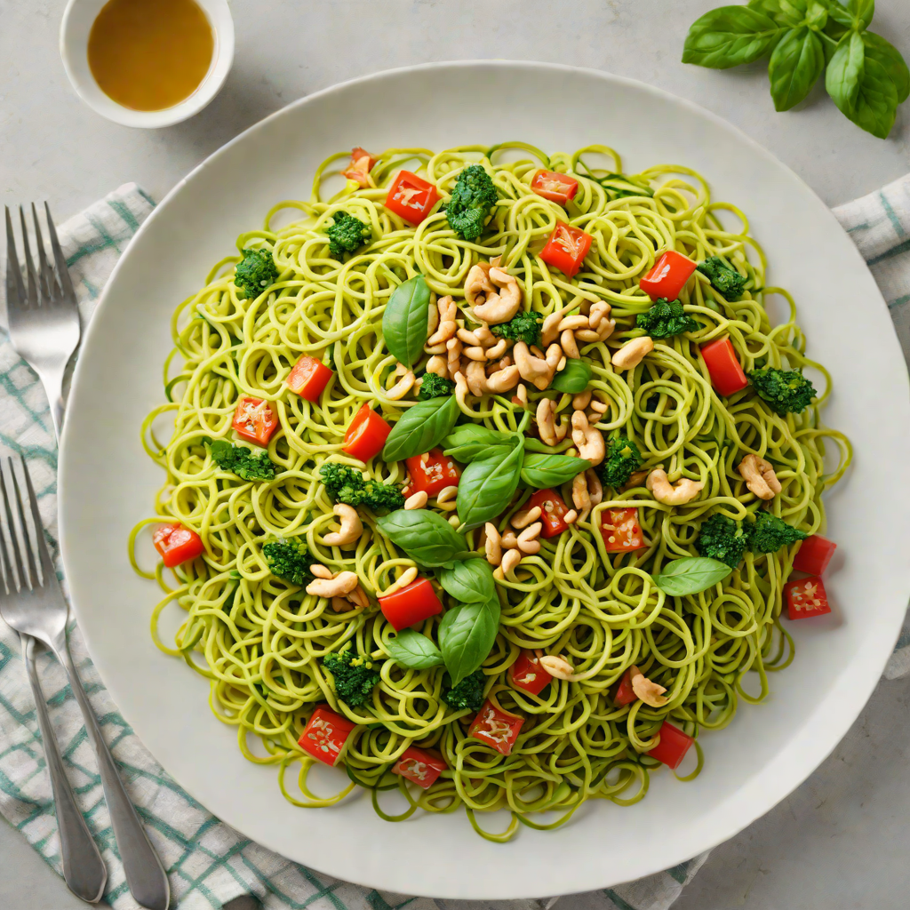 Zucchini Noodle Stir-Fry with Cashew-Free Basil Pesto