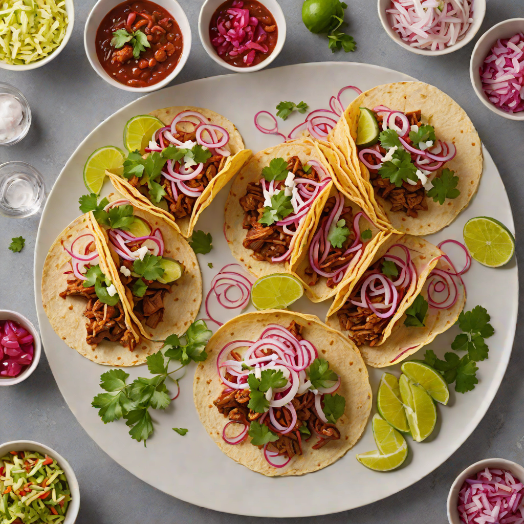 Guajillo Chili Braised Pork Tacos with Pickled Red Onion