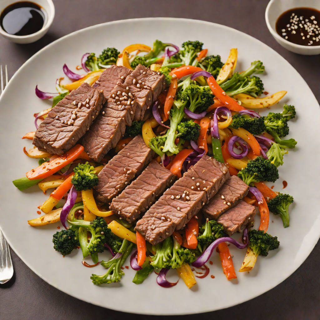 Pan-Seared Beef Strips with Ginger-Soy Glaze and Stir-Fried Vegetables