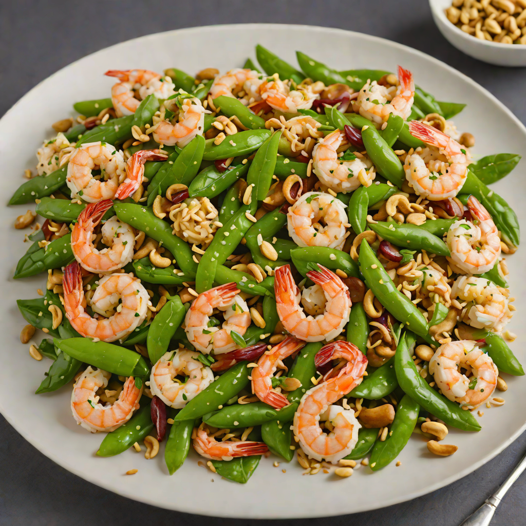 Basil-Garlic Shrimp Stir Fry with Snap Peas and Cashews