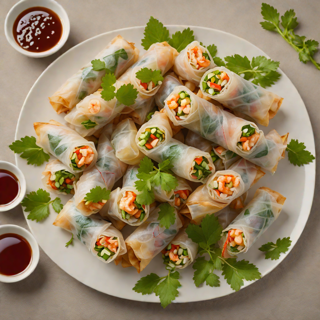 Crispy Rice Paper Spring Rolls with Shrimp and Fresh Herbs