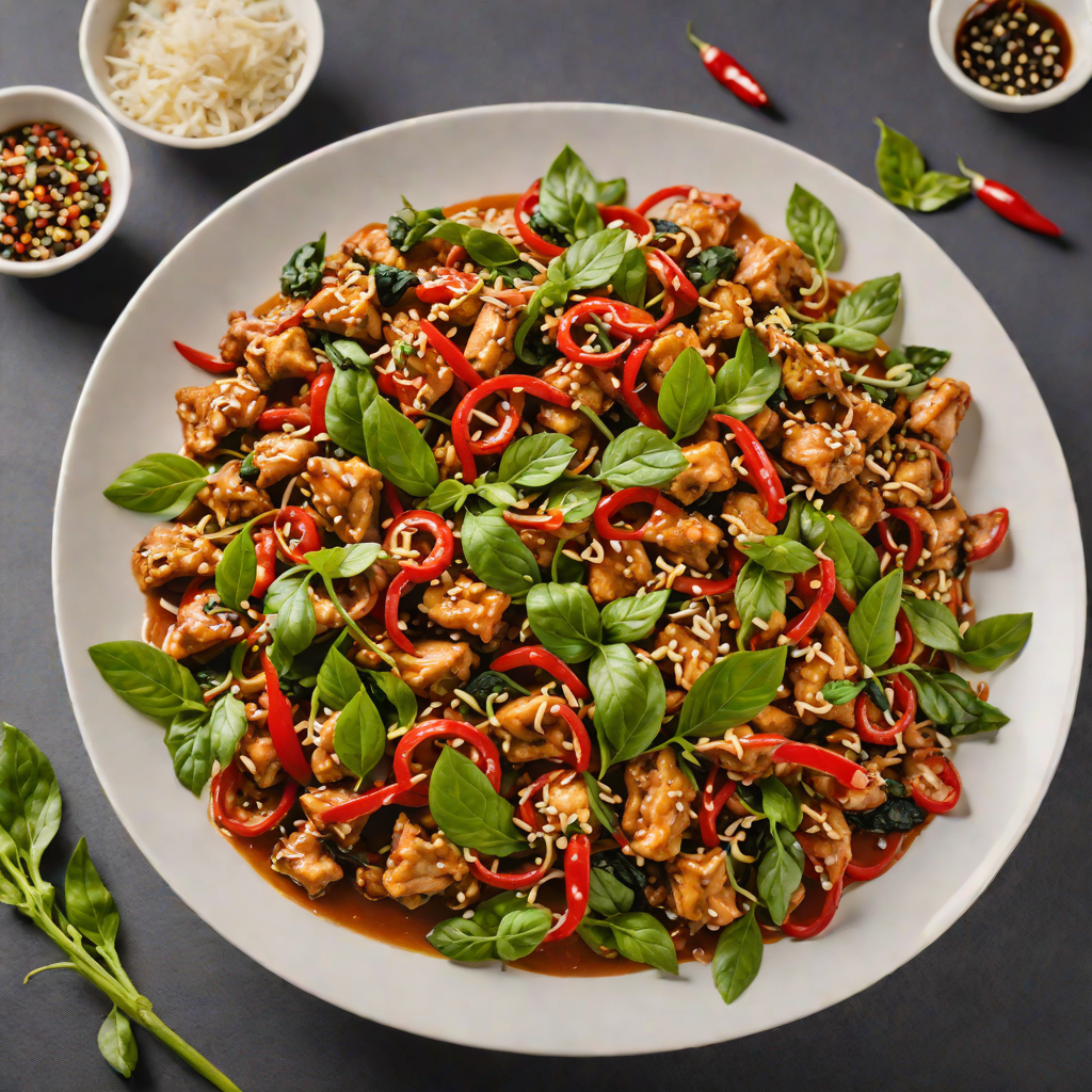 Stir-Fried Thai Basil Chicken with Garlic and Chili