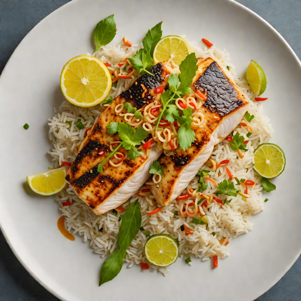 Pan-Seared Lemon-Ginger Thai Sea Bass with Coconut Jasmine Rice