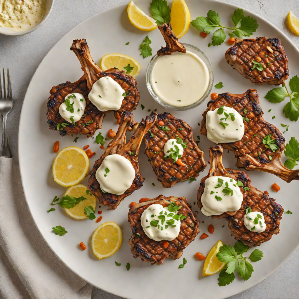 Mediterranean Boneless Lamb Chops with Garlic Yogurt Sauce