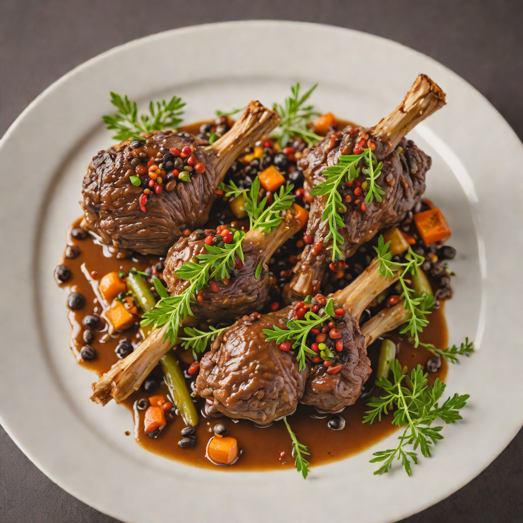 Slow-Cooked Lamb Shanks with Wattleseed and Native Peppercorns