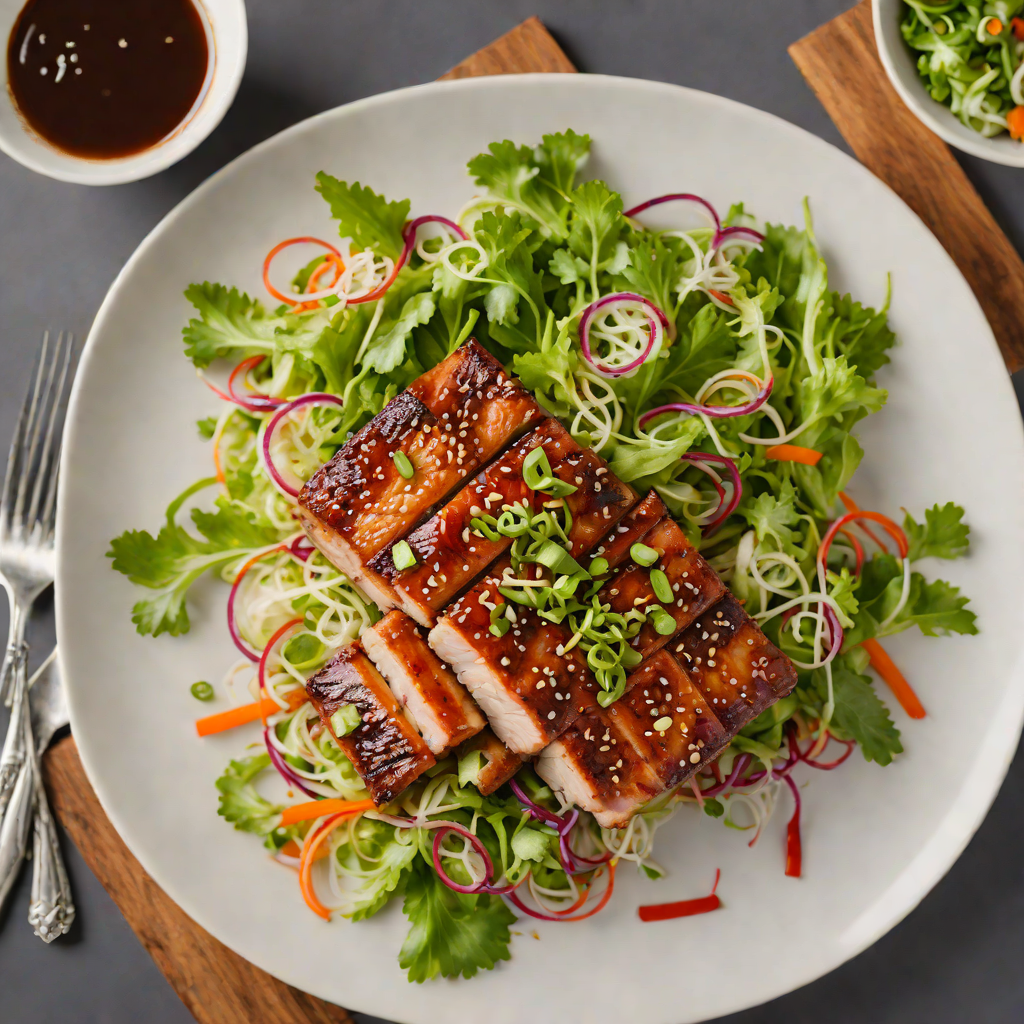 Baked Korean-Spiced Pork Belly with Sesame Scallion Salad