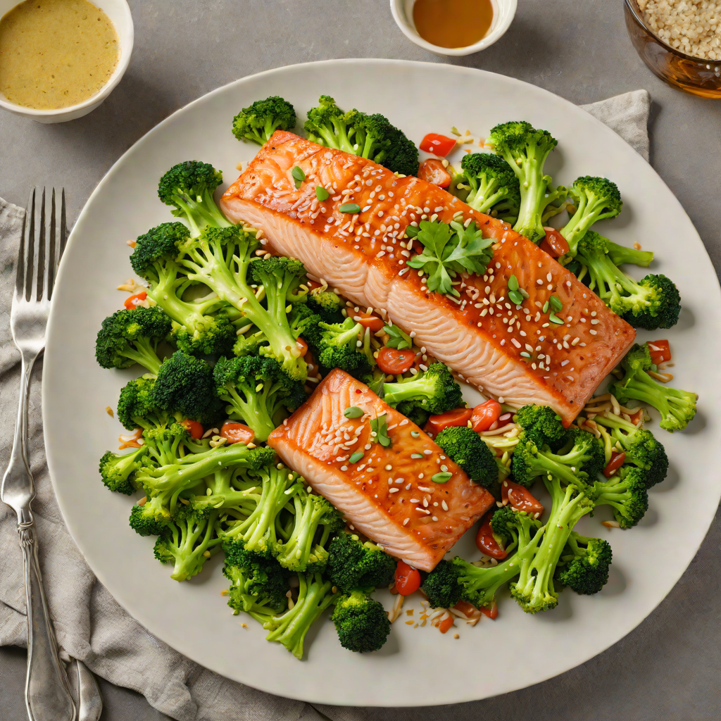 Quick Sesame-Ginger Salmon with Stir-Fried Broccoli