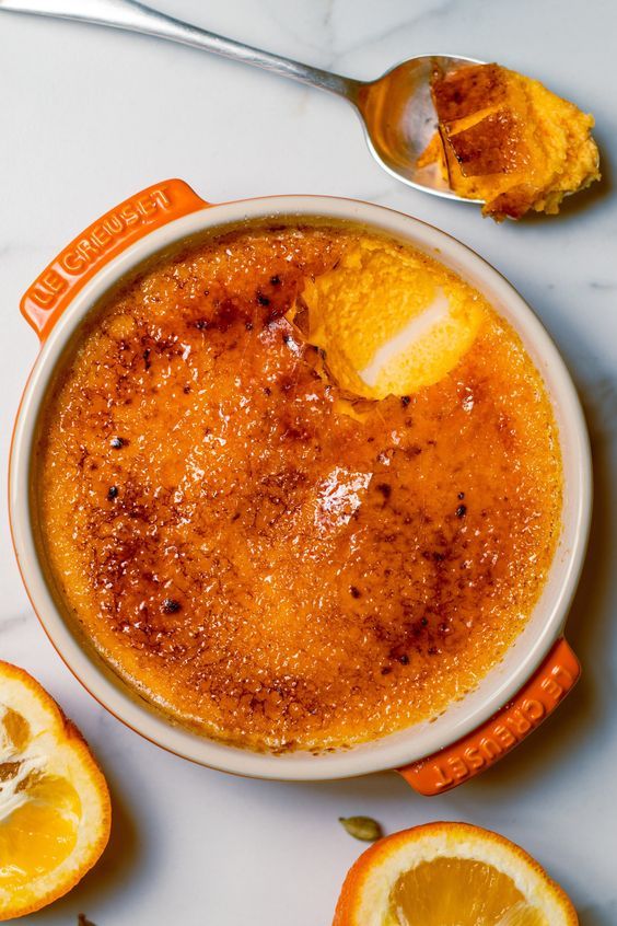 Orange Cardamom Crème Brûlée with Toasted Sugar Crust