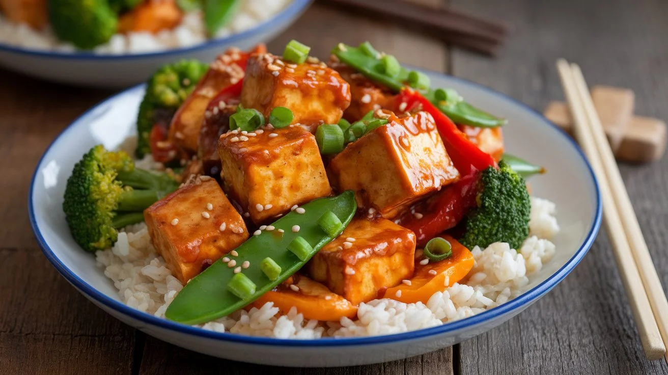 Honey-Glazed Teriyaki Tofu with Stir-Fried Vegetables