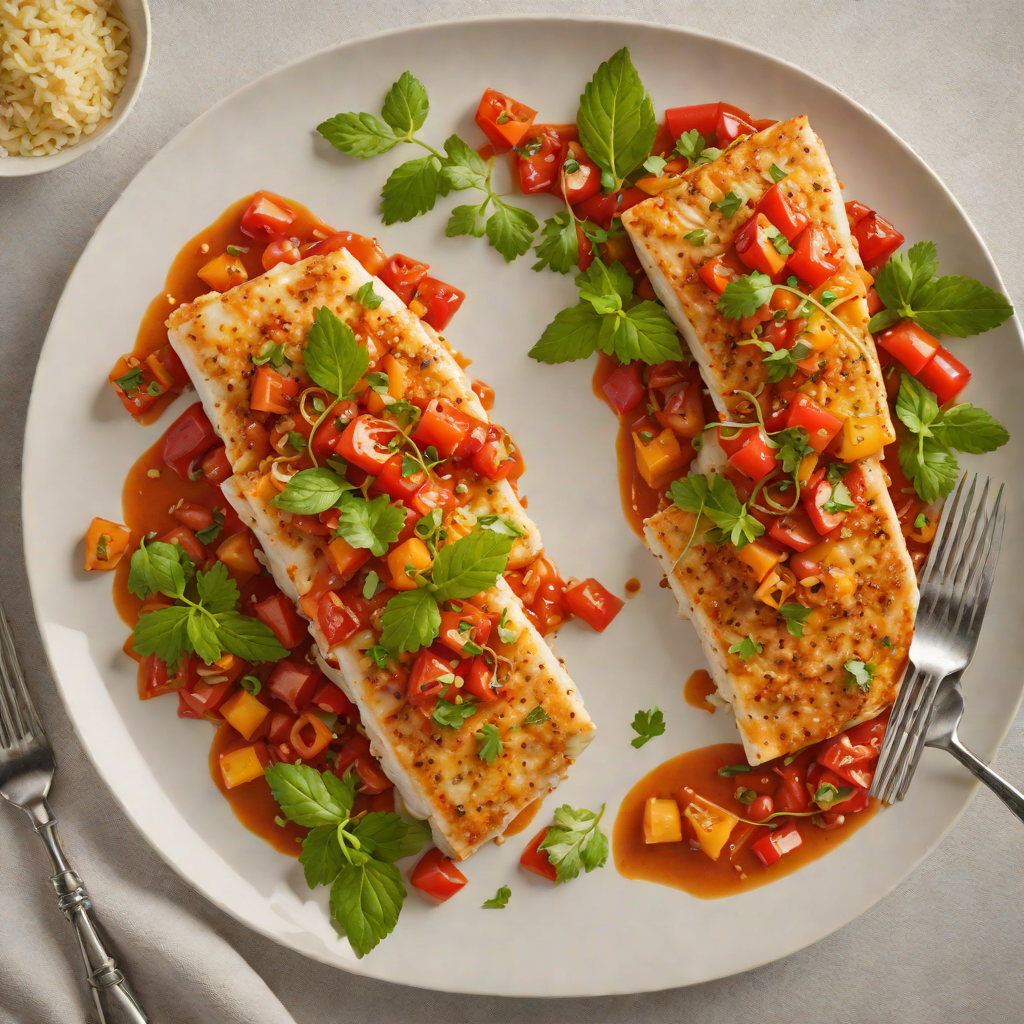 Sautéed Snapper Fillets with Spicy Tomato and Bell Pepper Sauce