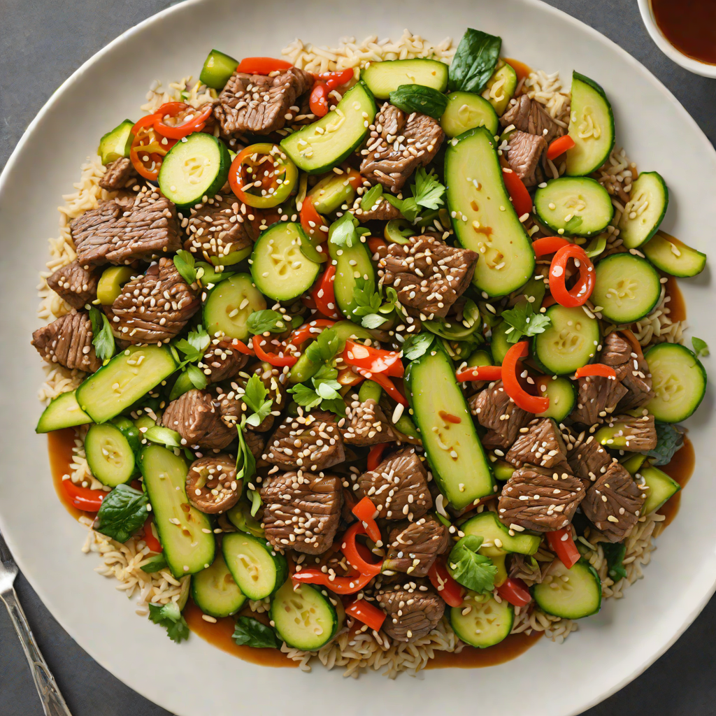 Beef and Zucchini Stir-Fry with Sesame Ginger Sauce