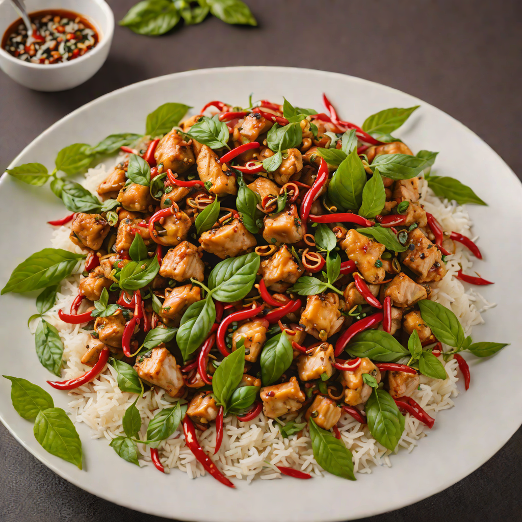 Sautéed Thai Basil Chicken with Chilies and Garlic