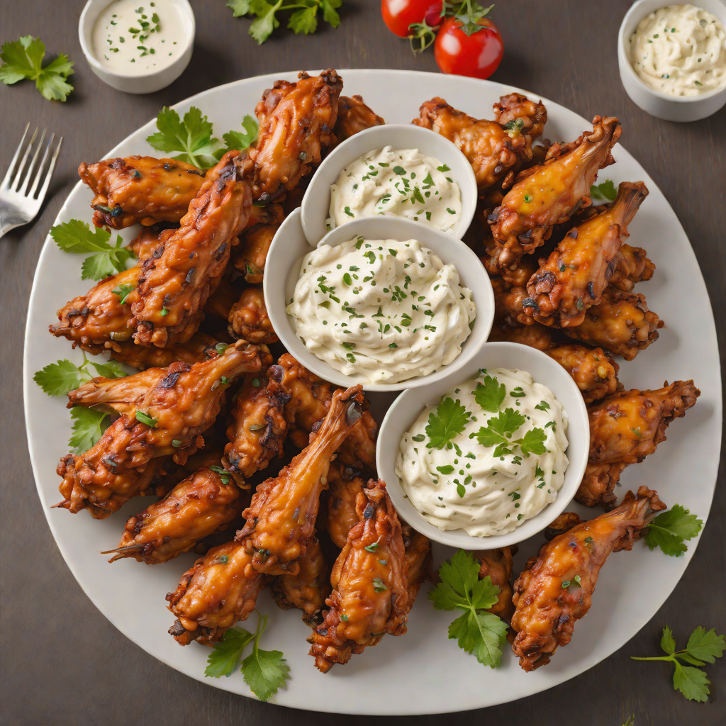 Buffalo-Style Spiced Chicken Wings with Blue Cheese Dip