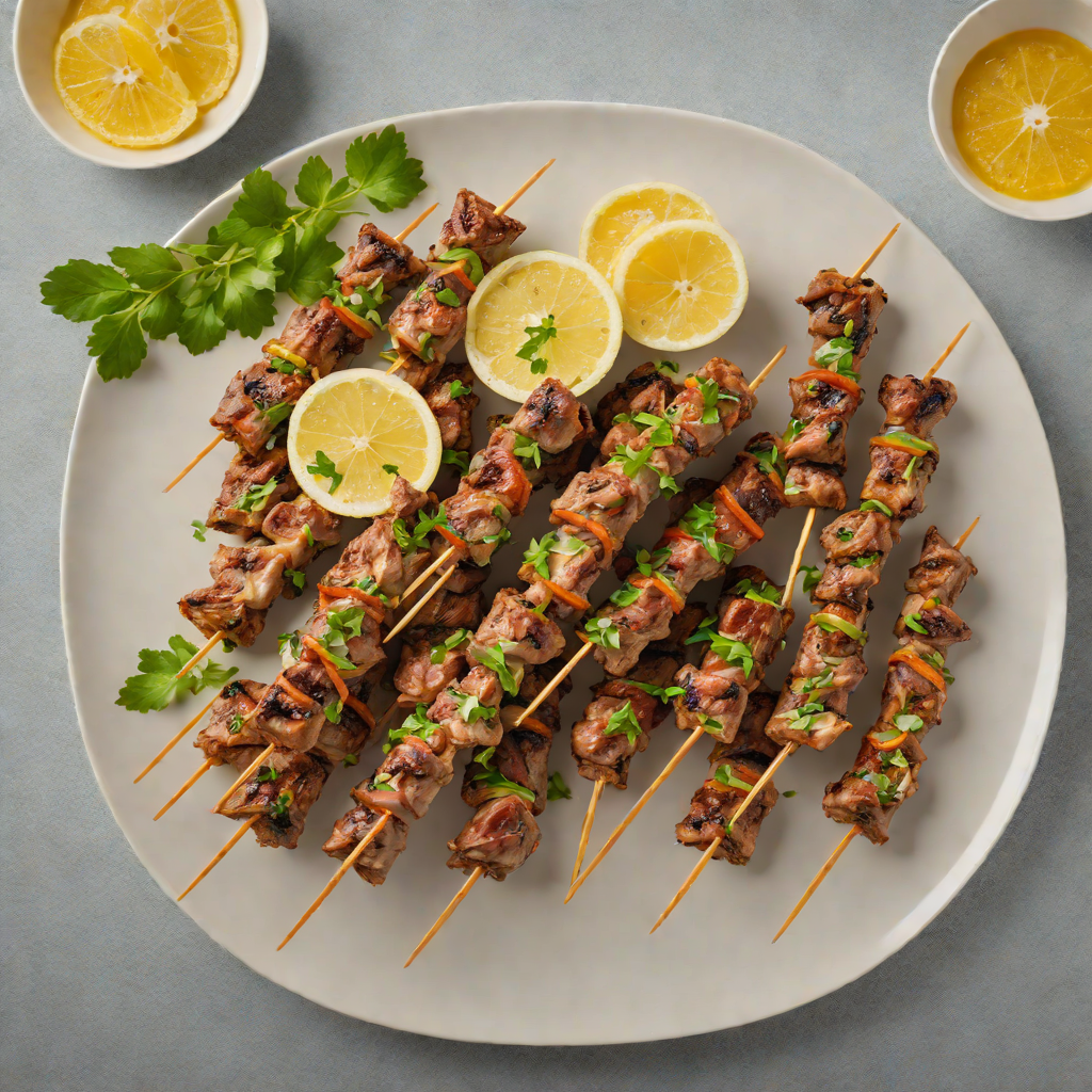 Lemon-Garlic Yogurt Marinated Lamb Skewers