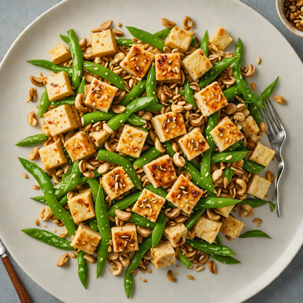 Stir-Fried Tofu with Ginger, Snap Peas, and Cashews