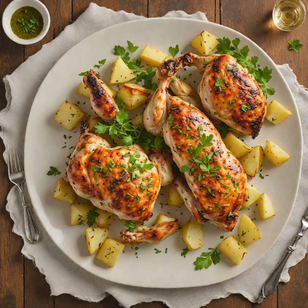 Oven-Roasted Herb Chicken with Garlic-Parmesan Potatoes