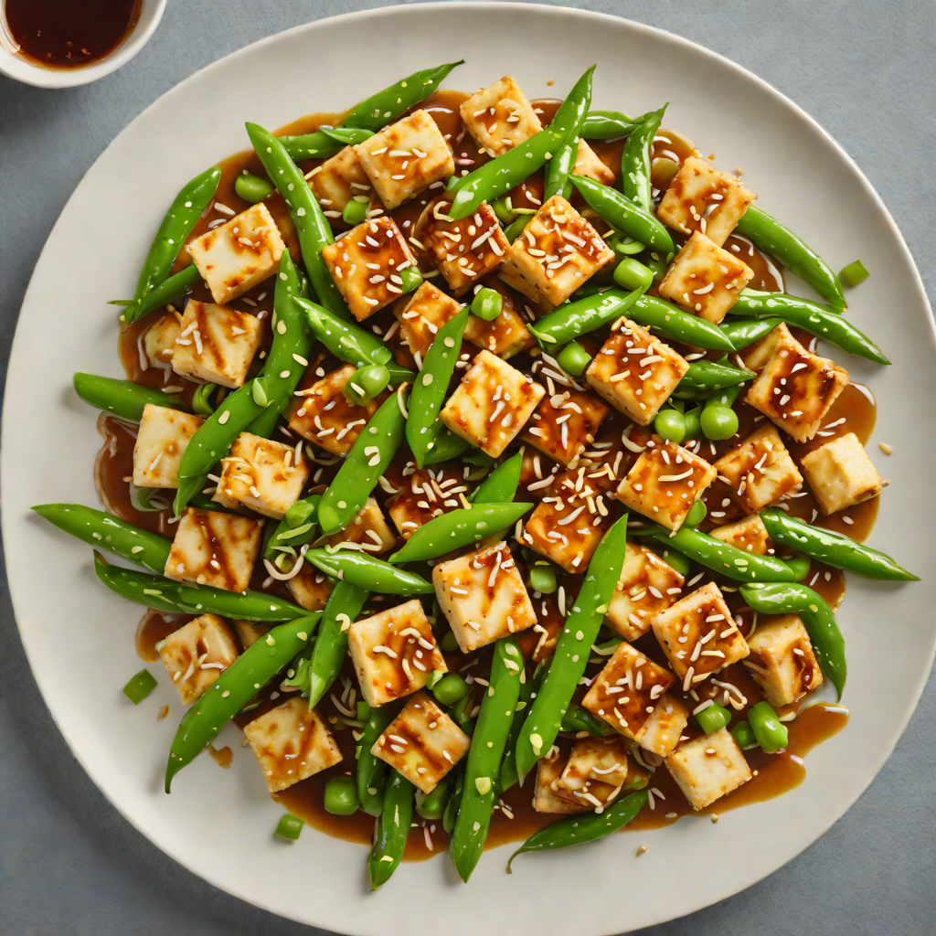 Stir-Fried Tofu with Garlic and Snap Peas in Ginger Sauce
