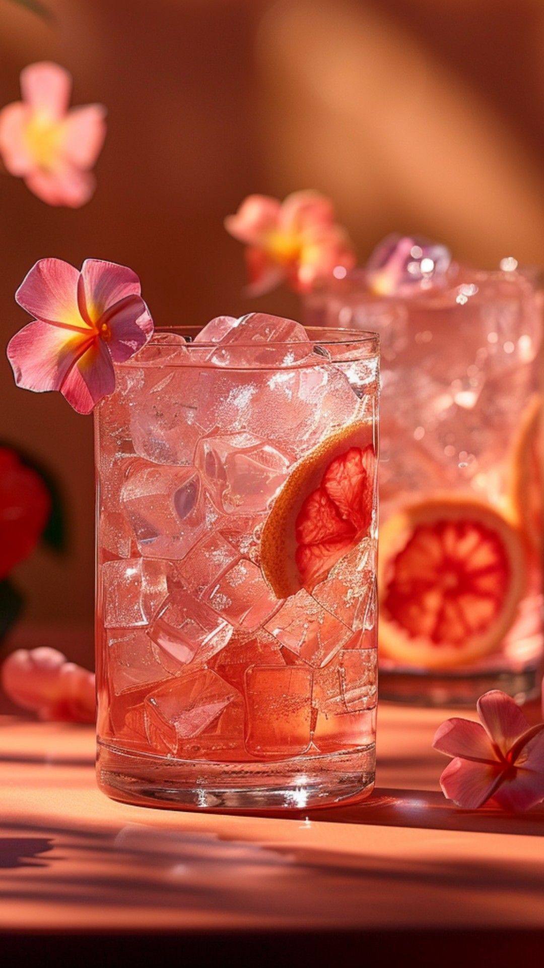 Shaken Hibiscus and Grapefruit Sparkler