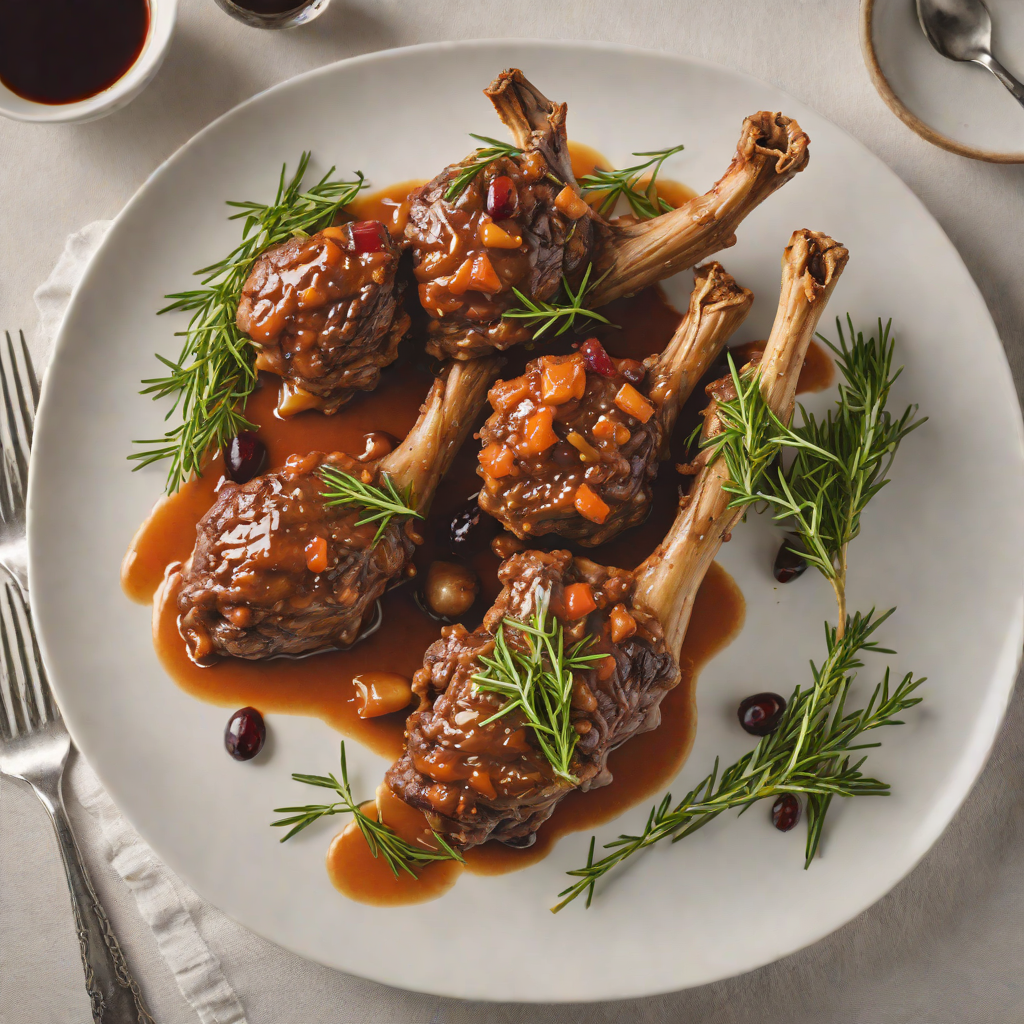 Slow-Cooked Lamb Shanks with Davidson’s Plum and Rosemary
