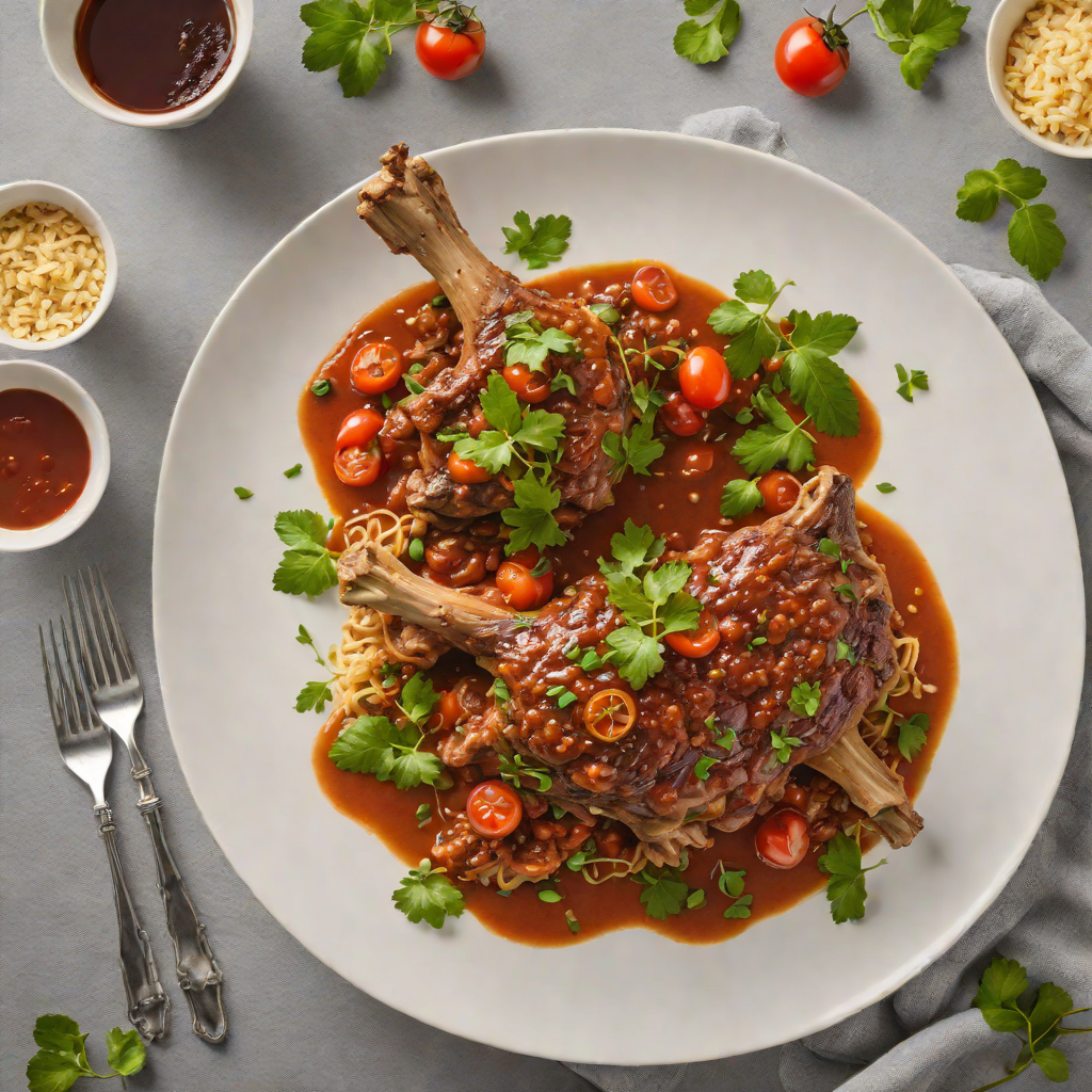 Slow-Cooked Lamb Shank with Finger Lime and Bush Tomato Sauce