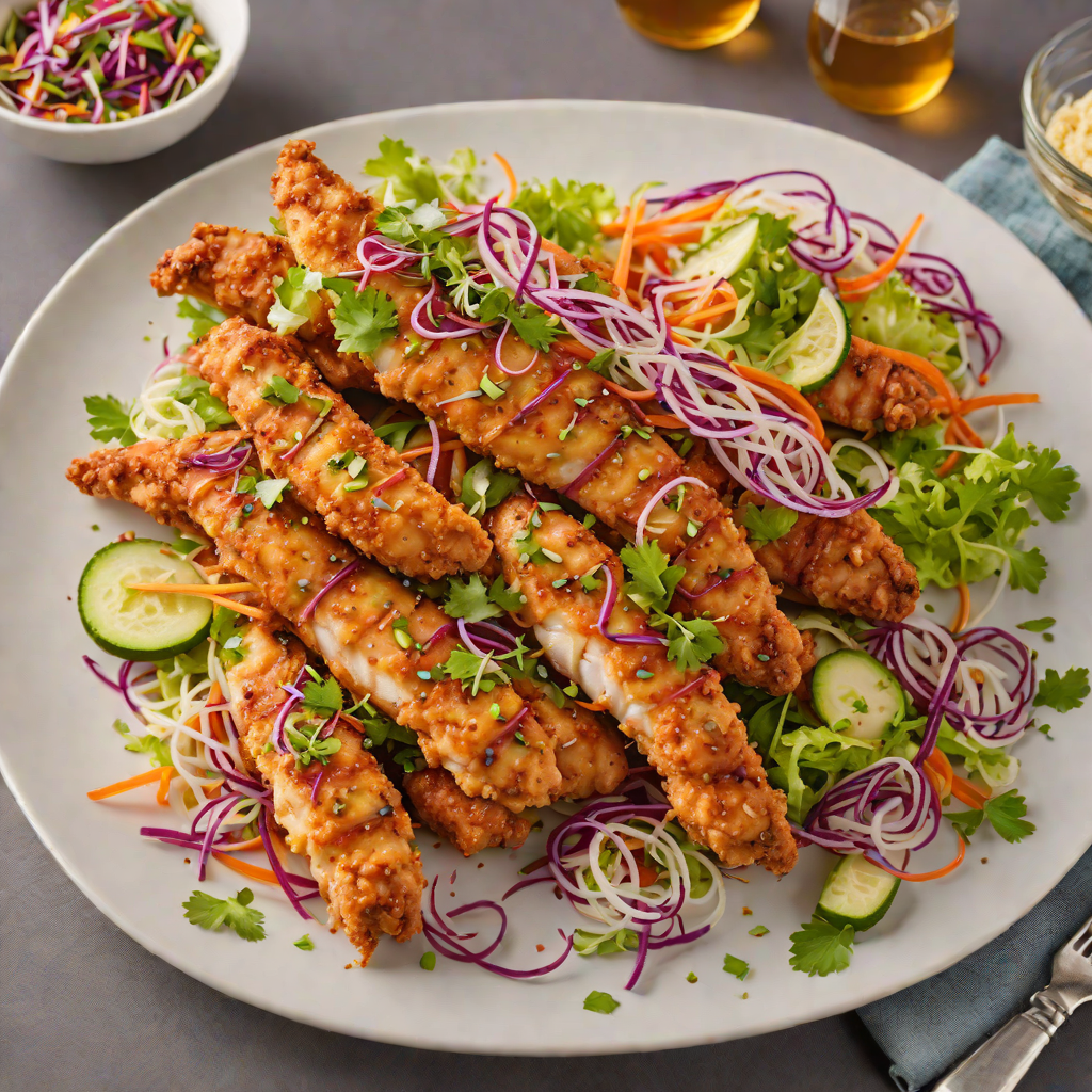 Honey-Glazed Chicken Tenders with Rainbow Veggie Slaw