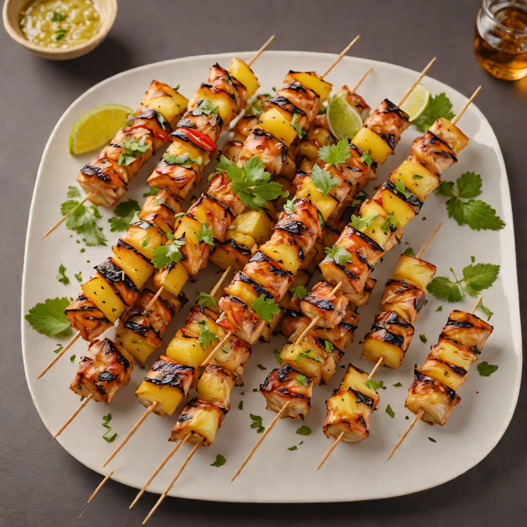 Grilled Pineapple and Rum-Glazed Chicken Skewers