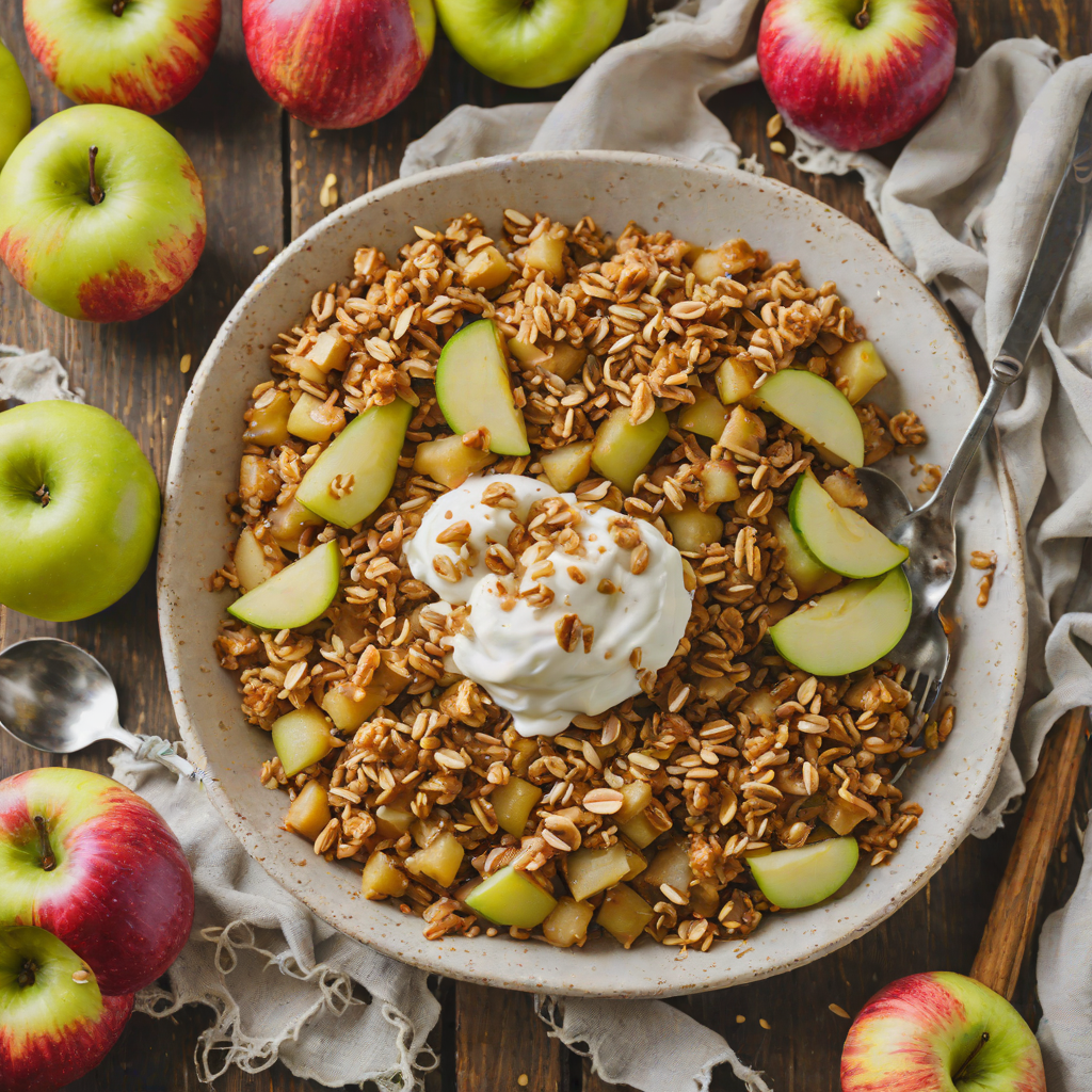 Quick Microwave Apple Crisp with Cinnamon Oat Topping