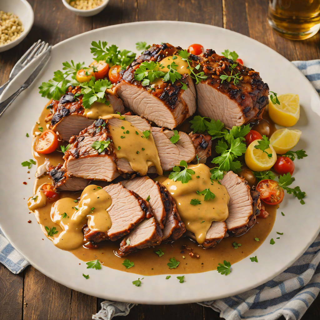 Rustic Beer-Braised Pork Shoulder with Mustard Sauce