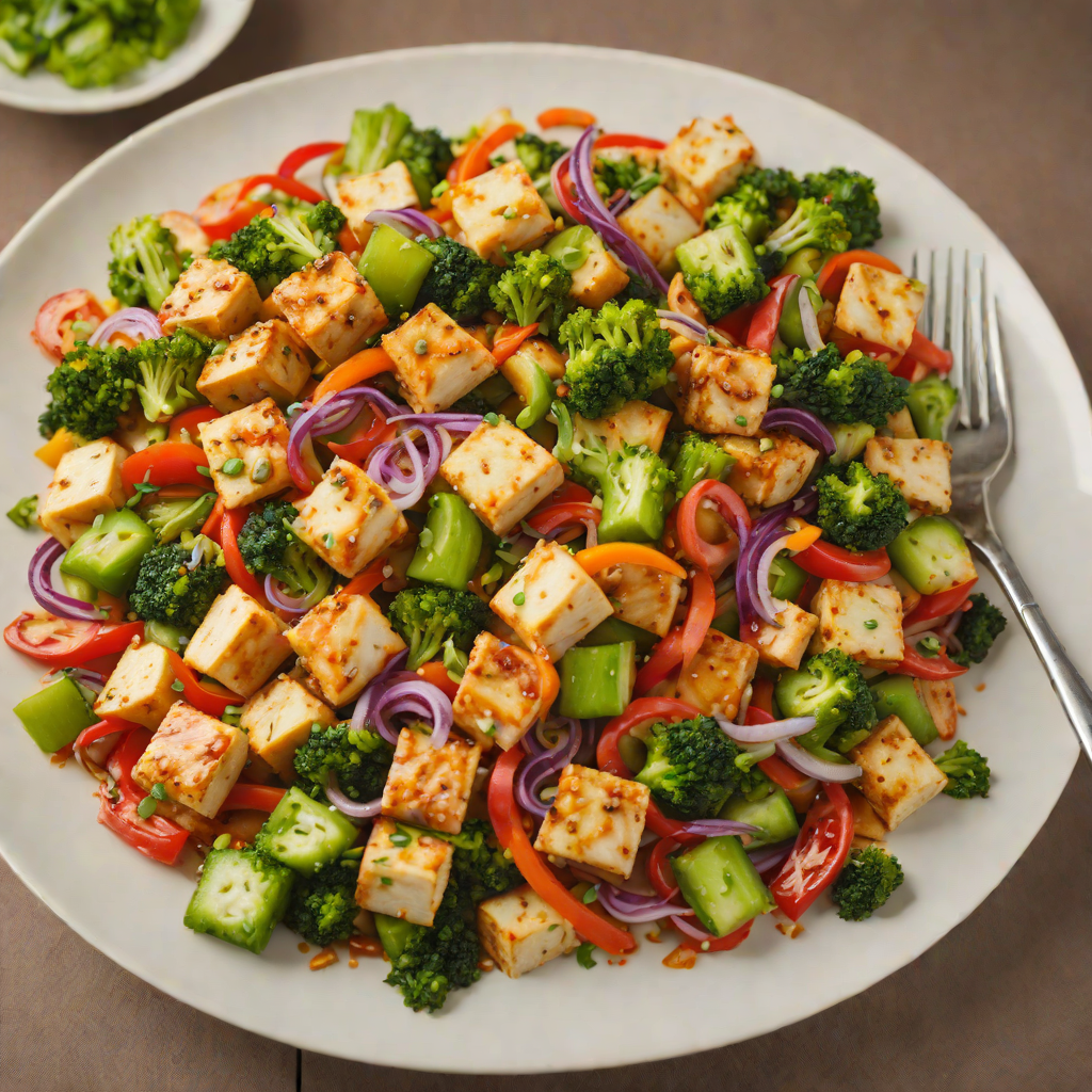 Quick Spicy Asian Fusion Stir Fry with Tofu and Vegetables
