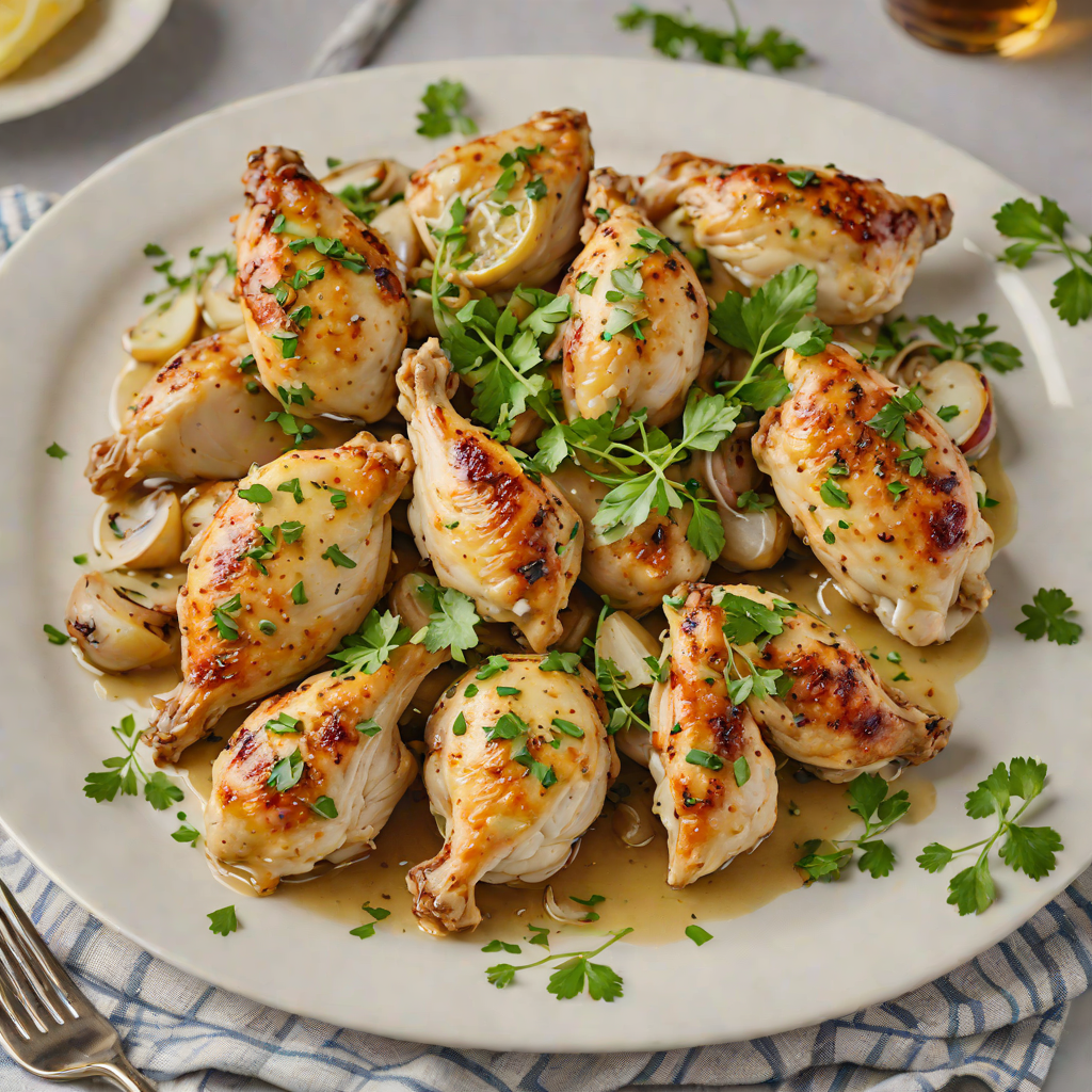 Sautéed Chicken with Garlic and Shallots in Herb Butter