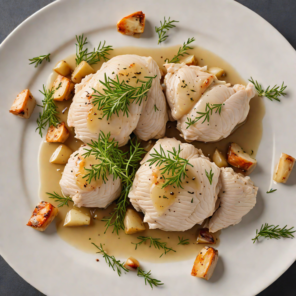 White Wine Poached Chicken with Garlic and Thyme