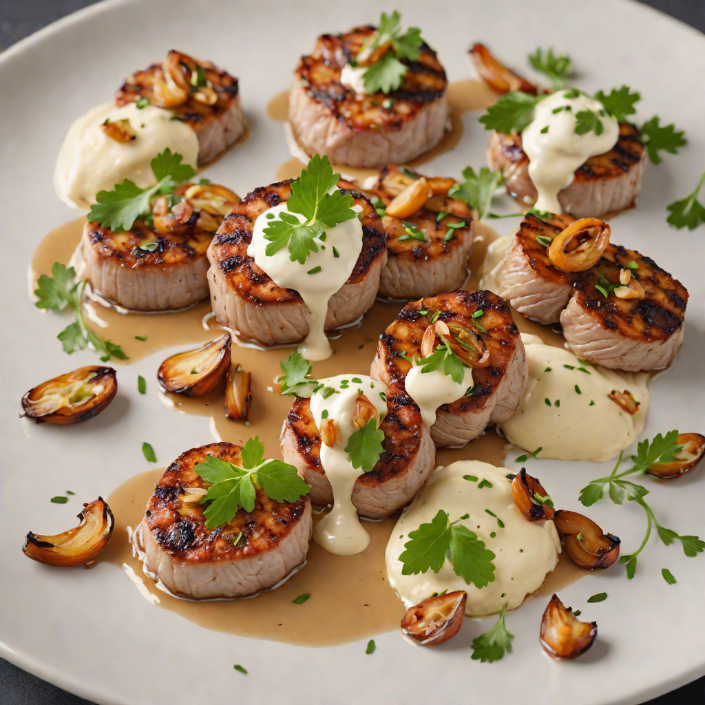 Pan-Seared Pork Medallions with Horseradish Cream and Caramelized Shallots