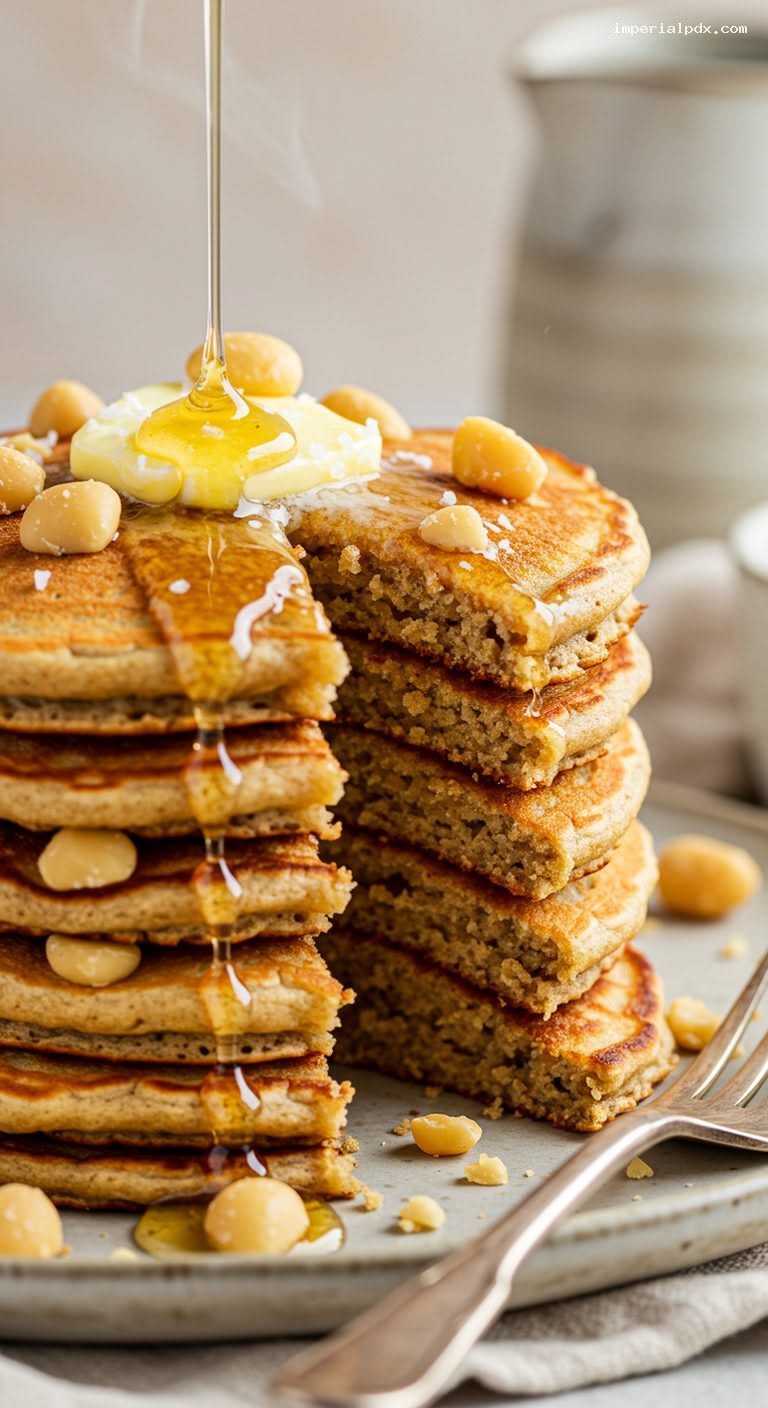 Wattleseed and Macadamia Pancakes with Lemon Myrtle Syrup