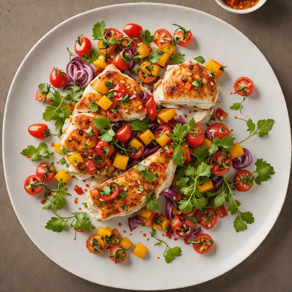 Pan-Seared Chicken with Roasted Regional Chilies and Tomato Salsa