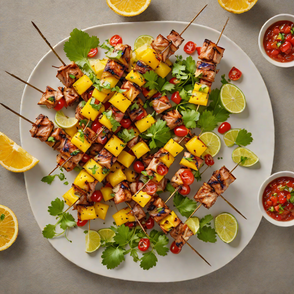 Grilled Citrus-Marinated Pork Skewers with Charred Pineapple Salsa