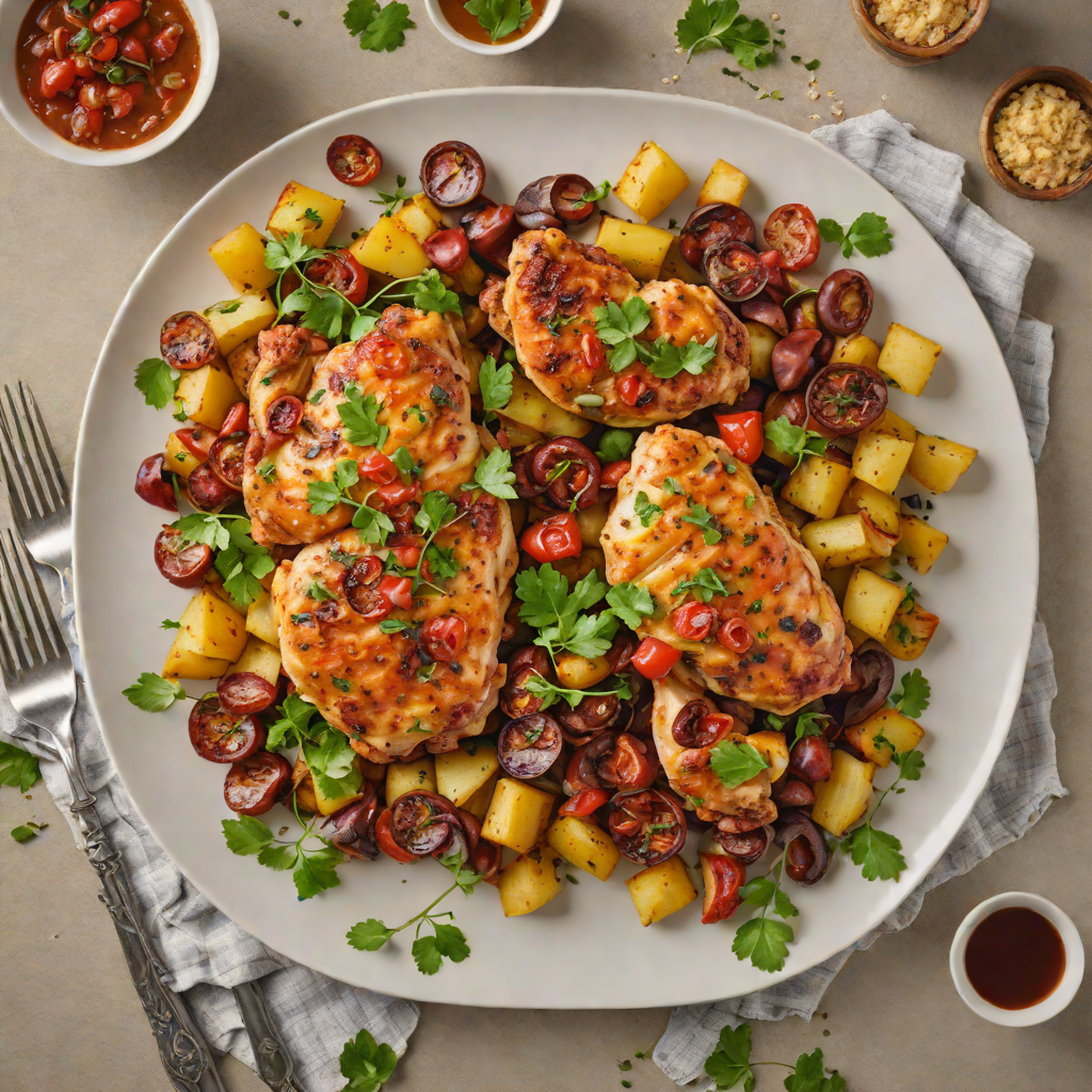 Sheet Pan Spanish-Style Chicken with Chorizo and Potatoes