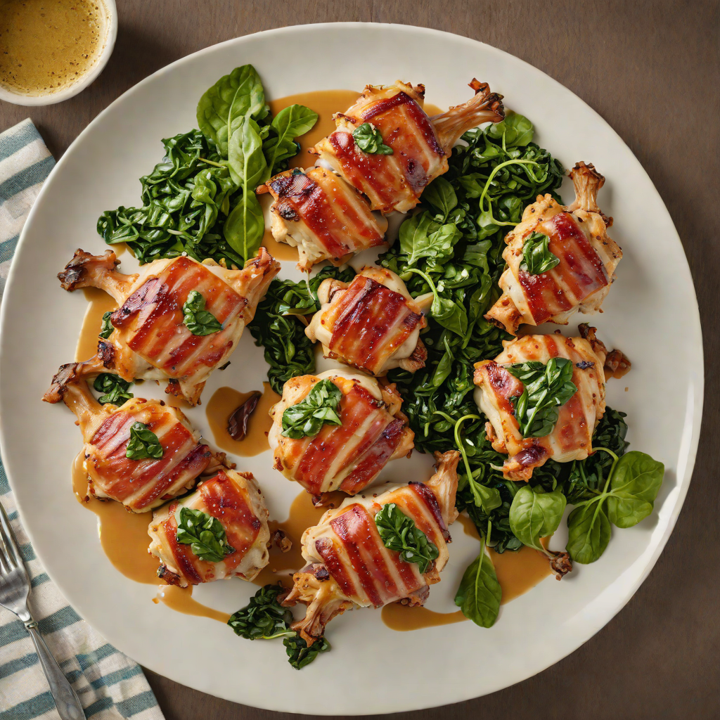 Bacon-Wrapped Chicken Thighs with Creamed Spinach