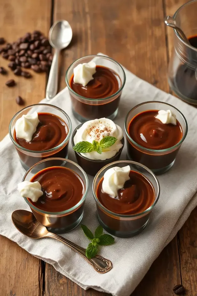 Chocolate Pudding Pots with Sea Salt and Whipped Cream
